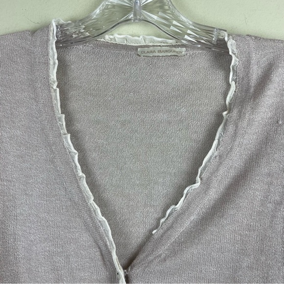 Clara Ibarguren Delicate Cardigan Ruffled Edges Pearl Button Sweater Size Small - Picture 10 of 11